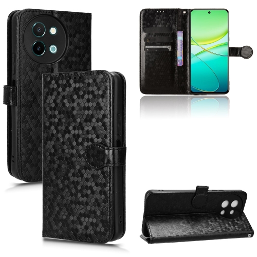 

For vivo Y38 5G / Y200i Honeycomb Dot Texture Leather Phone Case(Black)