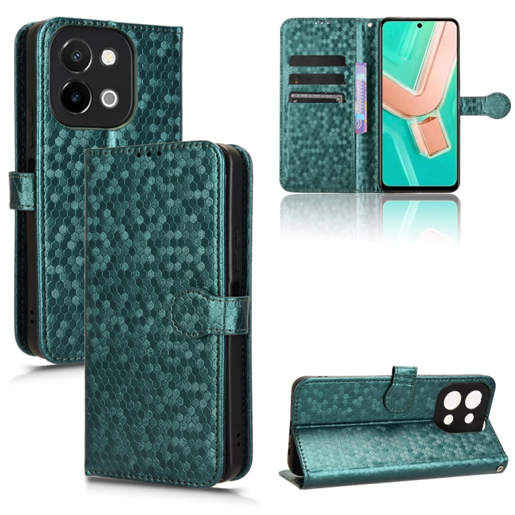 

For vivo Y28 4G Honeycomb Dot Texture Leather Phone Case(Green)