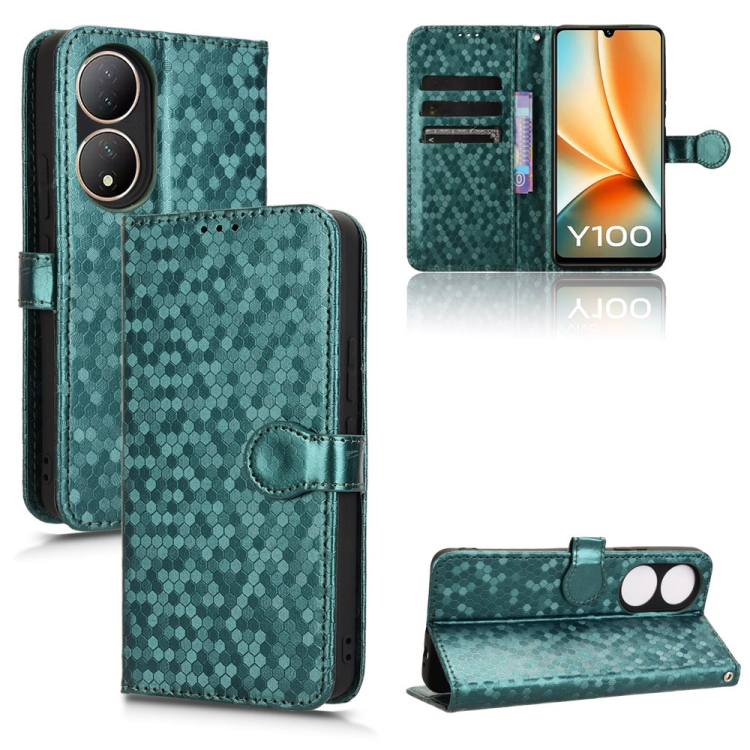 

For vivo Y100 5G Honeycomb Dot Texture Leather Phone Case(Green)