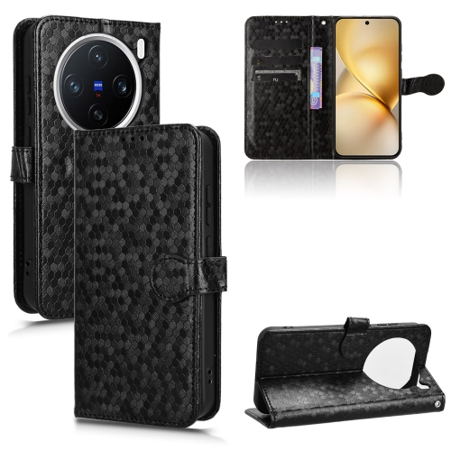 

For vivo X200 Pro mini 5G Honeycomb Dot Texture Leather Phone Case(Black)