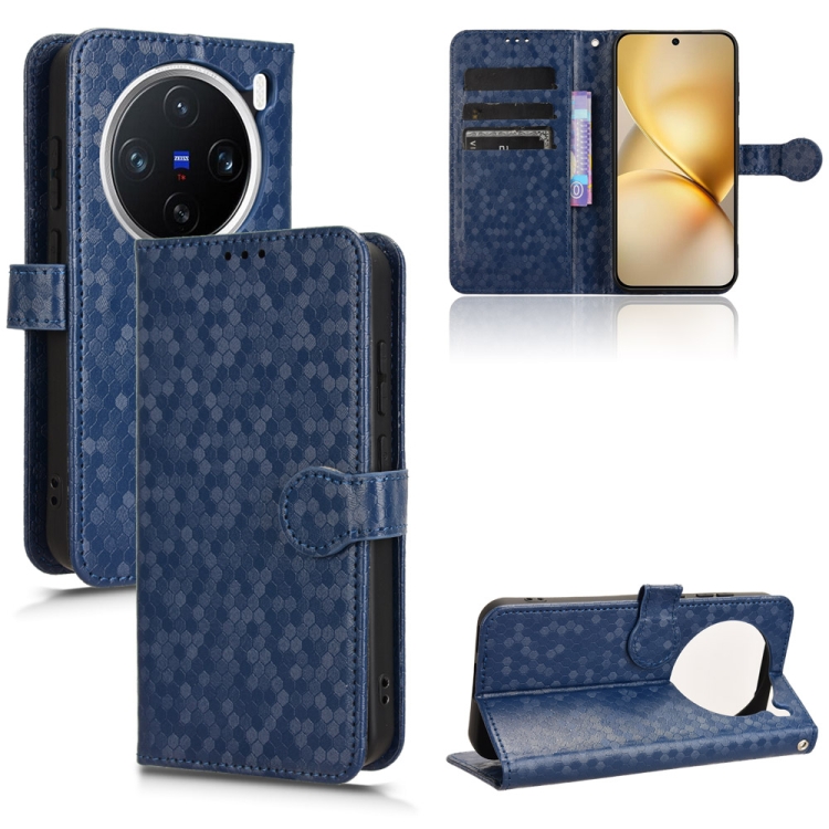 

For vivo X200 Pro mini 5G Honeycomb Dot Texture Leather Phone Case(Blue)