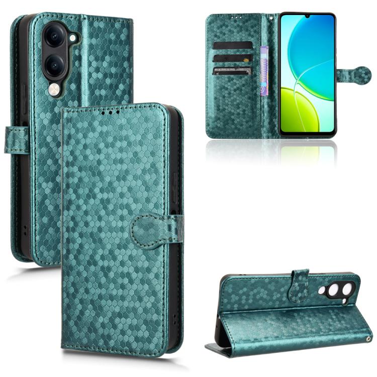 

For vivo Y29s 5G / Y04 4G Honeycomb Dot Texture Leather Phone Case(Green)