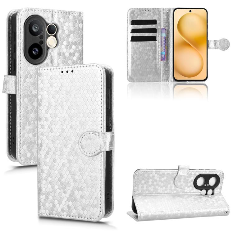 

For vivo X200 FE / S30 Pro mini Honeycomb Dot Texture Leather Phone Case(Silver)