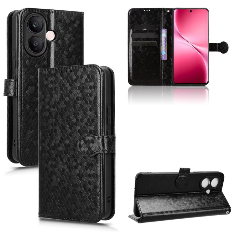 

For vivo V60 Lite 4G / 5G Honeycomb Dot Texture Leather Phone Case(Black)