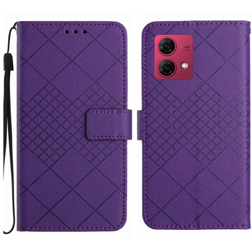 

For Motorola Moto G84 5G Rhombic Grid Texture Leather Phone Case(Purple)