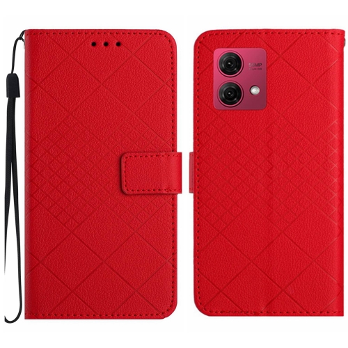 

For Motorola Moto G84 5G Rhombic Grid Texture Leather Phone Case(Red)