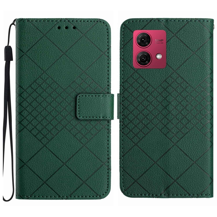 

For Motorola Moto G84 5G Rhombic Grid Texture Leather Phone Case(Green)
