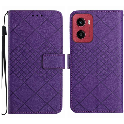 

For Motorola Moto G05 Rhombic Grid Texture Leather Phone Case(Purple)