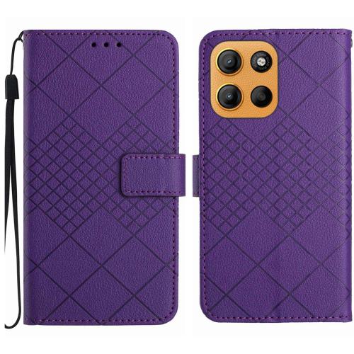 

For Motorola Moto G Stylus 5G 2025 Rhombic Grid Texture Leather Phone Case(Purple)