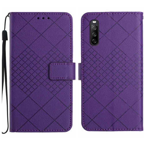 

For Sony Xperia 10 VI Rhombic Grid Texture Leather Phone Case(Purple)