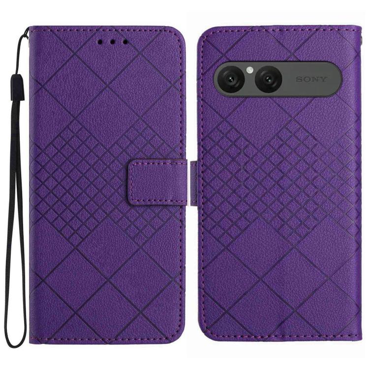 

For Sony Xperia 10 VII Rhombic Grid Texture Leather Phone Case(Purple)