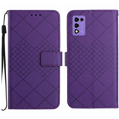 

For ZTE Libero 5G II A103ZT JP Rhombic Grid Texture Leather Phone Case(Purple)