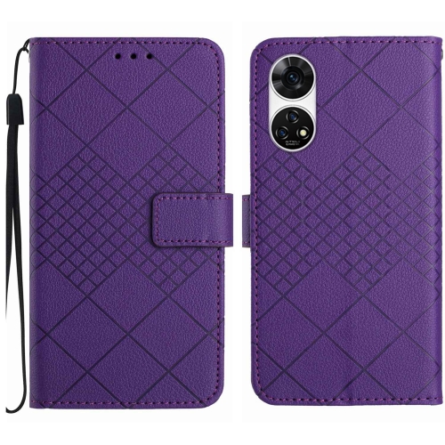 

For ZTE Anshin Family A303ZT Rhombic Grid Texture Leather Phone Case(Purple)