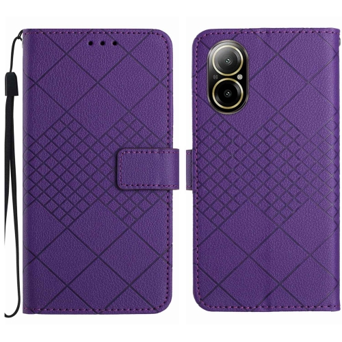 

For Realme C67 4G Rhombic Grid Texture Leather Phone Case(Purple)