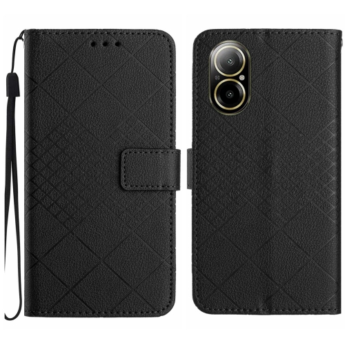 

For Realme C67 4G Rhombic Grid Texture Leather Phone Case(Black)