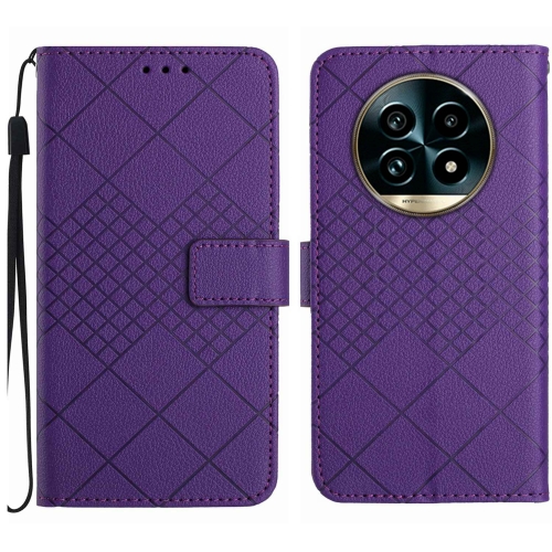 

For Realme 13 Pro 5G / 13 Pro+ 5G Rhombic Grid Texture Leather Phone Case(Purple)