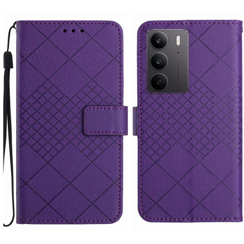 

For Realme C75 4G Rhombic Grid Texture Leather Phone Case(Purple)