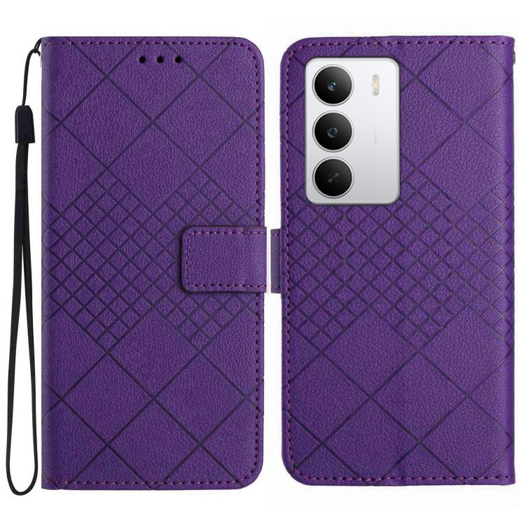 

For Realme C71 4G Rhombic Grid Texture Leather Phone Case(Purple)