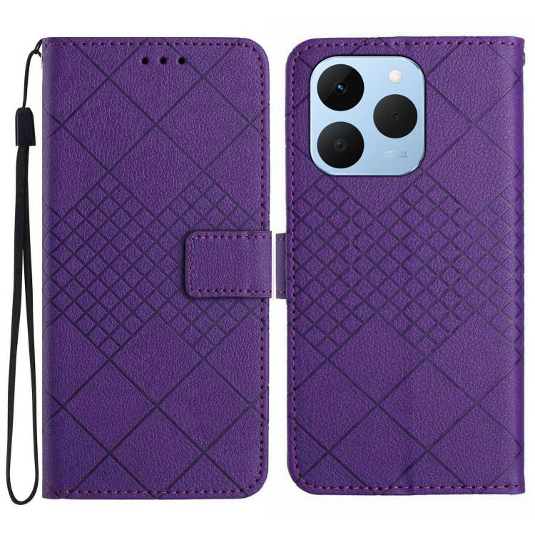 

For Realme 15T 5G Rhombic Grid Texture Leather Phone Case(Purple)