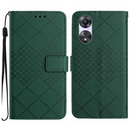 

For OPPO A58 4G Rhombic Grid Texture Leather Phone Case(Green)