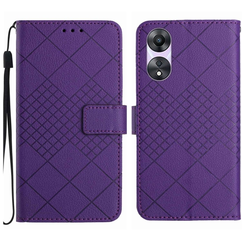 

For OPPO A38 4G / A18 4G Rhombic Grid Texture Leather Phone Case(Purple)