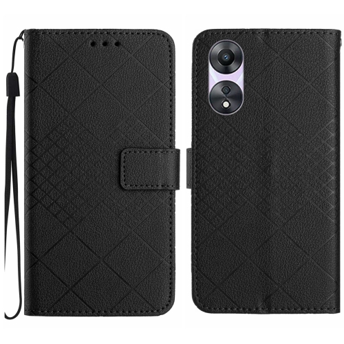 

For OPPO A38 4G / A18 4G Rhombic Grid Texture Leather Phone Case(Black)
