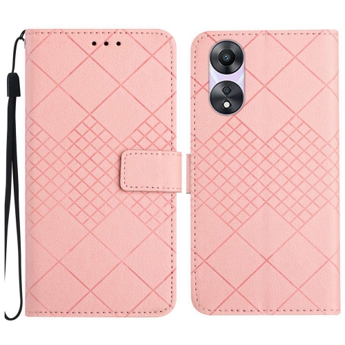 

For OPPO A38 4G / A18 4G Rhombic Grid Texture Leather Phone Case(Pink)