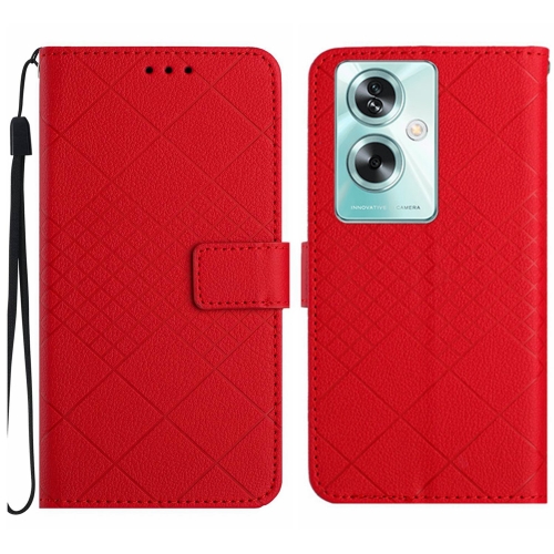 

For OPPO Reno11 F 5G/F25 Pro 5G Rhombic Grid Texture Leather Phone Case(Red)