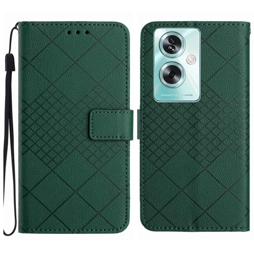 

For OPPO Reno11 F 5G/F25 Pro 5G Rhombic Grid Texture Leather Phone Case(Green)