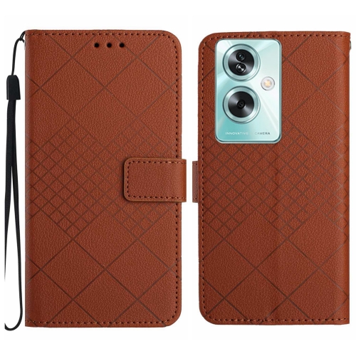 

For OPPO Reno11 F 5G/F25 Pro 5G Rhombic Grid Texture Leather Phone Case(Brown)