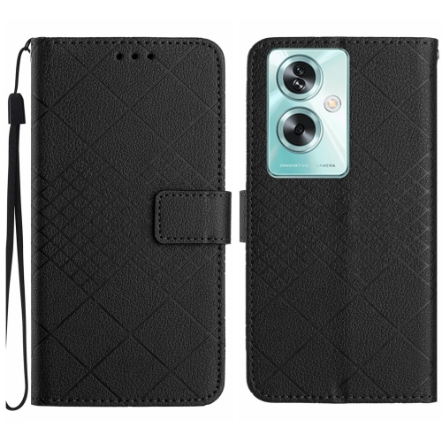 

For OPPO Reno11 F 5G/F25 Pro 5G Rhombic Grid Texture Leather Phone Case(Black)