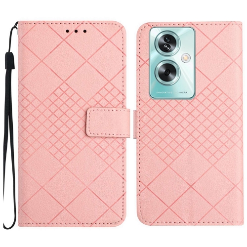 

For OPPO Reno11 F 5G/F25 Pro 5G Rhombic Grid Texture Leather Phone Case(Pink)