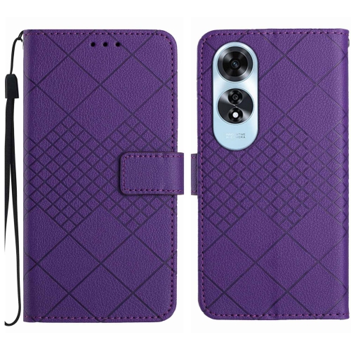 

For OPPO A60 4G Rhombic Grid Texture Leather Phone Case(Purple)