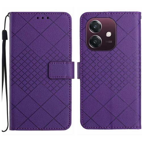 

For OPPO A3 4G Global / 5G Global Rhombic Grid Texture Leather Phone Case(Purple)