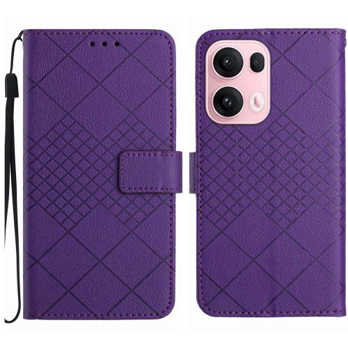 

For OPPO Reno13 Pro 5G Global Rhombic Grid Texture Leather Phone Case(Purple)