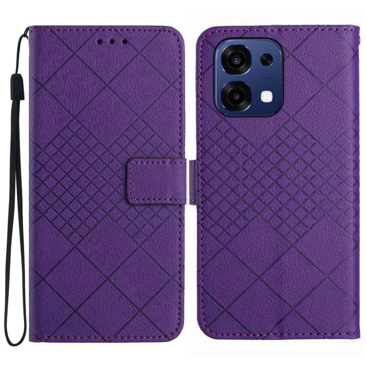 

For OPPO A6 Pro 4G / 5G Global Rhombic Grid Texture Leather Phone Case(Purple)