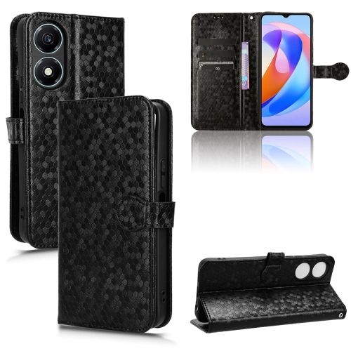 

For Honor X5 Plus / Play 40C 5G Honeycomb Dot Texture Leather Phone Case(Black)