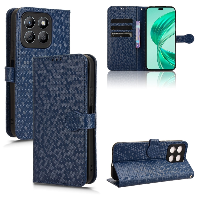 

For Honor X8b Honeycomb Dot Texture Leather Phone Case(Blue)