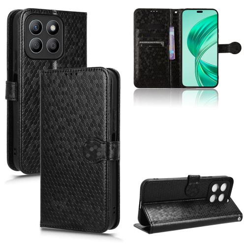 

For Honor X8c 4G Honeycomb Dot Texture Leather Phone Case(Black)