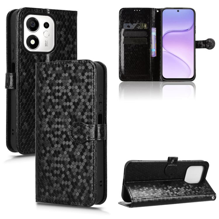 

For Honor 600 Smart 5G Honeycomb Dot Texture Leather Phone Case(Black)