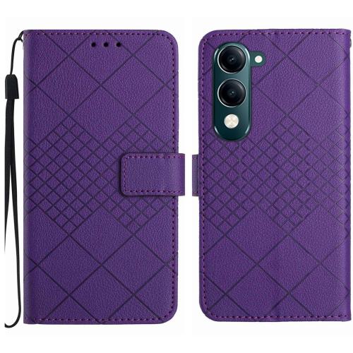 

For vivo Y04 4G / Y29s 5G Rhombic Grid Texture Leather Phone Case(Purple)