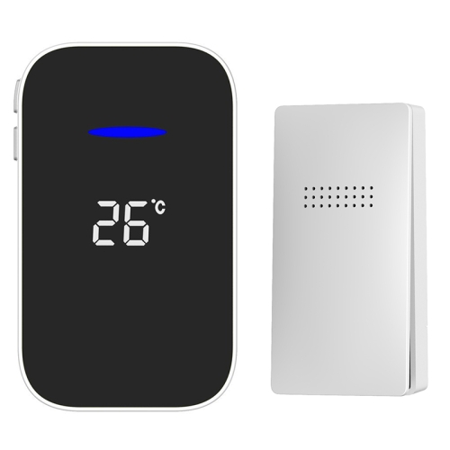 

C302B One to One Home Wireless Doorbell Temperature Digital Display Remote Control Elderly Pager, UK Plug(White)