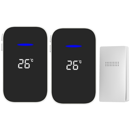 

C302B One to Two Home Wireless Doorbell Temperature Digital Display Remote Control Elderly Pager, UK Plug(White)