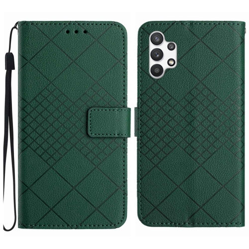 

For Samsung Galaxy A13 4G Rhombic Grid Texture Leather Phone Case(Green)