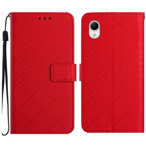 

For Samsung Galaxy A23 5G JP Rhombic Grid Texture Leather Phone Case(Red)