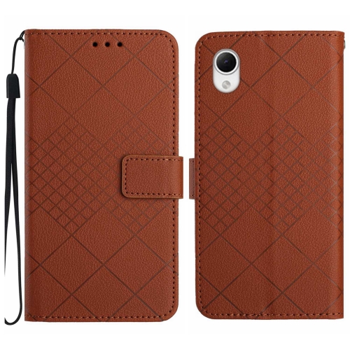 

For Samsung Galaxy A23 5G JP Rhombic Grid Texture Leather Phone Case(Brown)