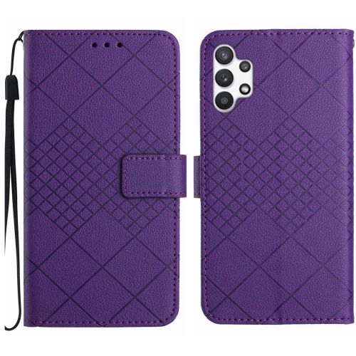 

For Samsung Galaxy A32 5G / M32 5G Rhombic Grid Texture Leather Phone Case(Purple)