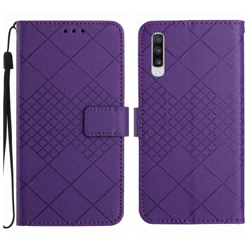 

For Samsung Galaxy A50 / A50s / A30s Rhombic Grid Texture Leather Phone Case(Purple)