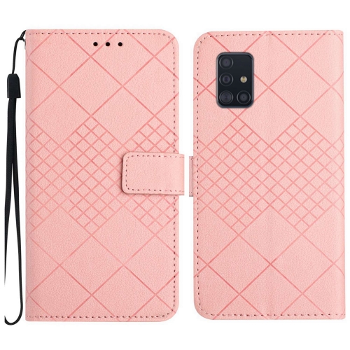 

For Samsung Galaxy A51 4G / M40S Rhombic Grid Texture Leather Phone Case(Pink)