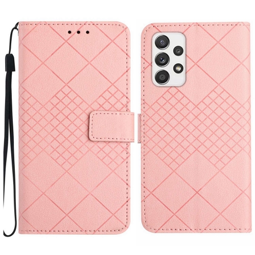 

For Samsung Galaxy A53 5G Rhombic Grid Texture Leather Phone Case(Pink)